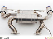 Premium performance exhaust system for the Nissan RZ34 Z Coupe/Cabrio, featuring stainless steel construction and Nismo edition design.