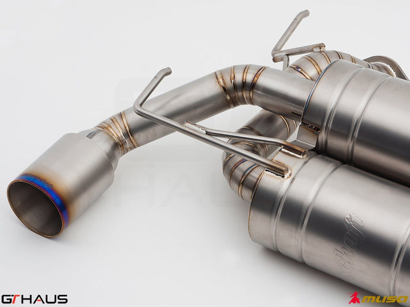 Premium exhaust system for Nissan RZ34 Z Coupe/Cabrio 3.7L V6 Nismo Edition, showcasing stainless steel craftsmanship.