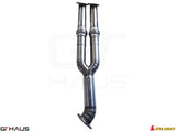 Nissan R35 Skyline GT-R 2008-2010 straight pipe mid section, 3.5 inch diameter, crafted from stainless steel.
