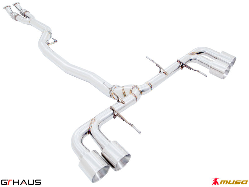 Premium stainless steel exhaust system for Nissan R35 Skyline GT-R V6 Turbo Coupe, enhancing performance and sound.