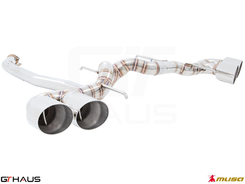 Premium performance exhaust system for the 2008-2010 Nissan Skyline GT-R, featuring dual tips and high-quality stainless steel construction.