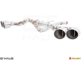 Premium exhaust system for Nissan R35 Skyline GT-R (2008-2010) featuring dual tips and high-performance design.