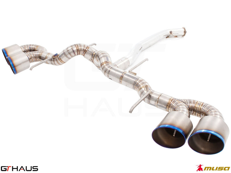 Premium stainless steel exhaust system for 2008-2010 Nissan R35 Skyline GT-R, featuring dual tips and enhanced performance.