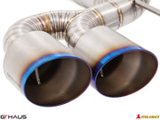 Premium exhaust tips for Nissan R35 Skyline GT-R, showcasing stainless steel construction and a polished finish.
