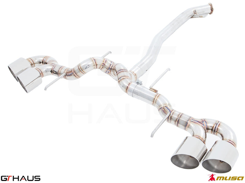 Premium performance exhaust system for Nissan R35 Skyline GT-R, featuring stainless steel construction and dual tips.