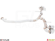 Premium exhaust system for Nissan R35 Skyline GT-R, featuring T304 stainless steel and dual tips for enhanced performance.