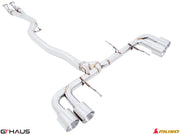 Premium stainless steel exhaust system for Nissan R35 Skyline GT-R, featuring dual tips and enhanced performance design.