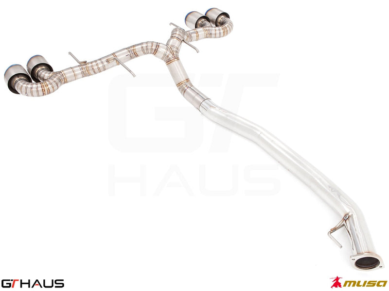 Premium performance exhaust system for Nissan R35 Skyline GT-R, featuring stainless steel construction and enhanced airflow.