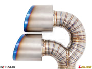 High-performance exhaust tip for Nissan R35 Skyline GT-R, featuring precision welds and a polished finish.