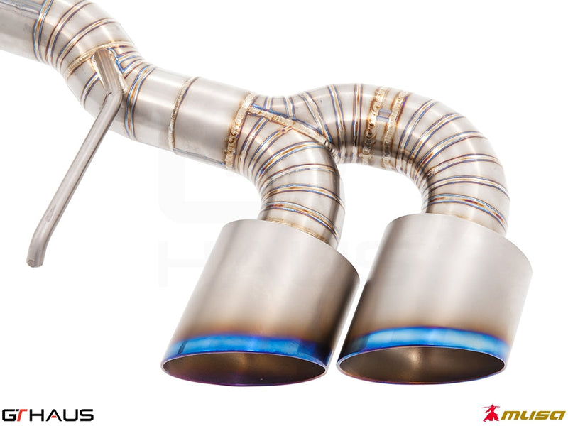 Premium exhaust tips for Nissan R35 Skyline GT-R, showcasing high-quality stainless steel and precision craftsmanship.