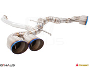 Premium exhaust system for Nissan R35 Skyline GT-R, featuring dual tips and high-performance stainless steel construction.