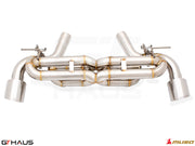 Premium performance exhaust system for Toyota Supra A90 3.0L B58, featuring stainless steel construction and precision welding.
