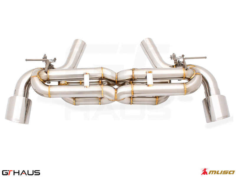 Premium performance exhaust system for Toyota Supra A90 3.0L B58, featuring stainless steel construction and precision welding.