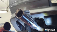 Megan Racing Universal 3" to 4" VIP Exhaust Tips Blast Pipes Style - Single - Straight With Angled Rolled Tip - Muffled - LWT