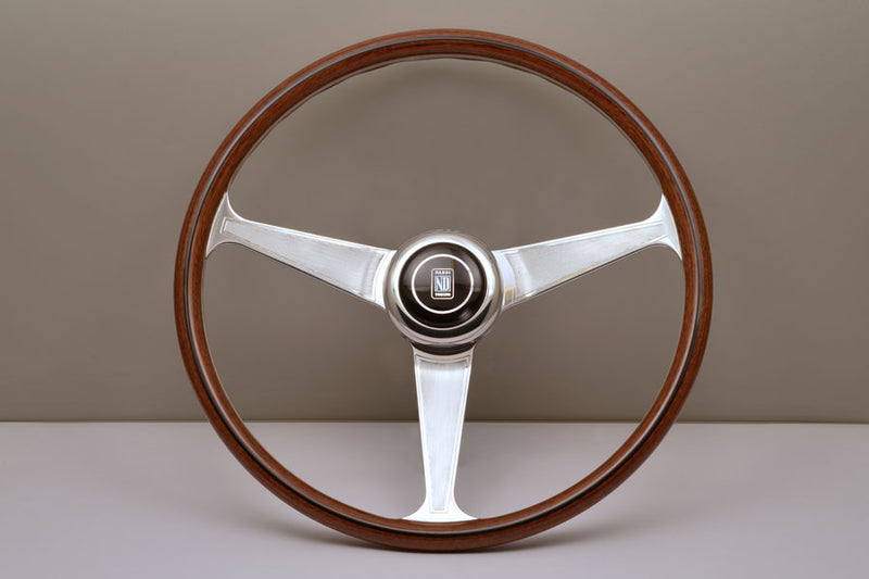 Nardi Classic Anni 60 Wood Steering Wheel 390mm with Mahogany grip and Polished spokes — authentic Italian manufacture