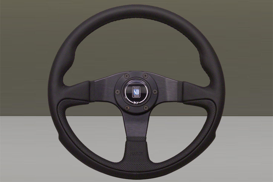 Nardi Challenge Steering Wheel 350mm with Black Leather grip and Black spokes — authentic Italian manufacture