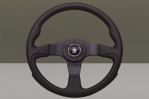 Nardi Challenge Steering Wheel 350mm with Black Leather grip and Black spokes — authentic Italian manufacture