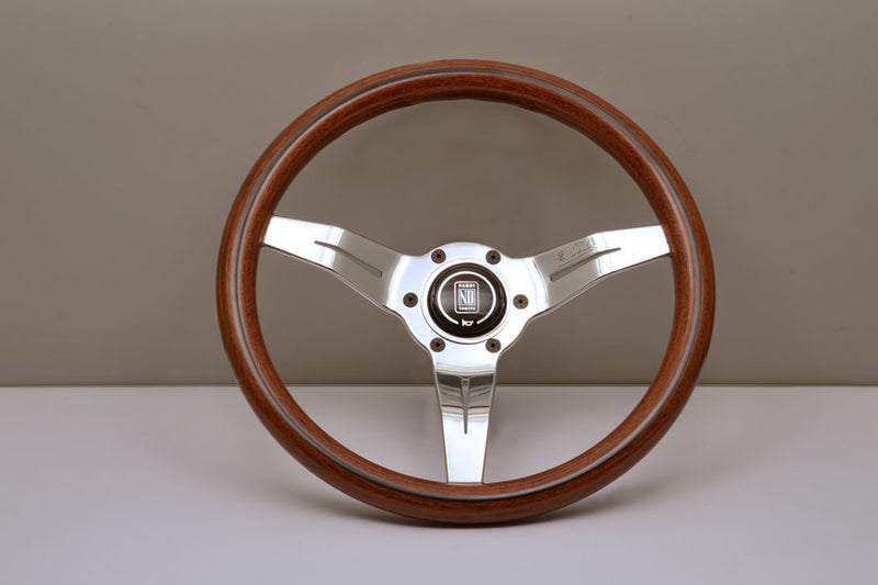 Nardi Classic Wood Deep Corn Steering Wheel 330mm with Mahogany grip and Polished spokes — authentic Italian manufacture