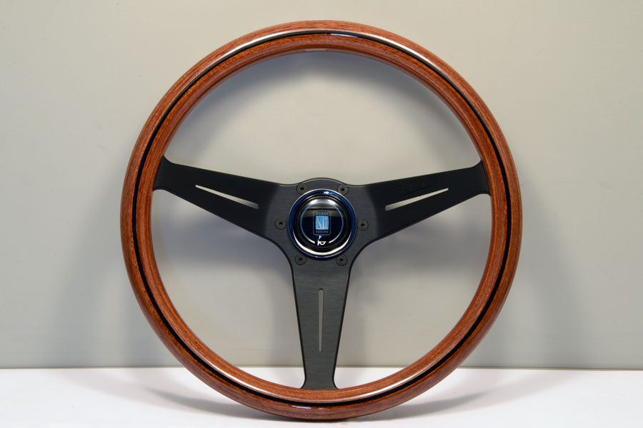 Nardi Classic Wood Deep Corn Steering Wheel 350mm with Mahogany grip and Black spokes — authentic Italian manufacture