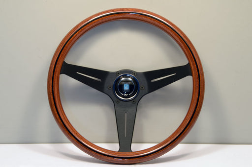 Nardi Classic Wood Deep Corn Steering Wheel 350mm with Mahogany grip and Black spokes — authentic Italian manufacture