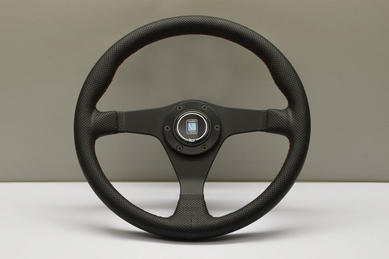 Nardi Gara 3/0 Steering Wheel 350mm with Perforated Leather grip and Black spokes — authentic Italian manufacture