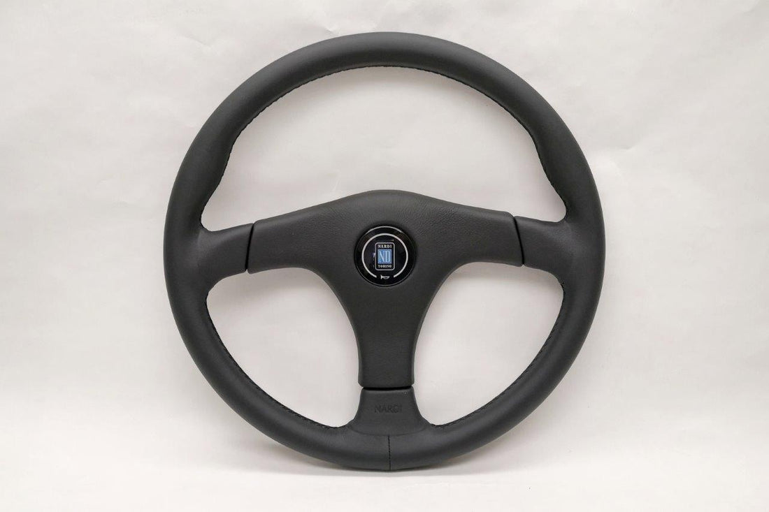 Nardi Gara 3/3 Steering Wheel 365mm with Black Leather grip and Black spokes — authentic Italian manufacture