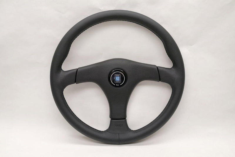 Nardi Gara 3/3 Steering Wheel 365mm with Black Leather grip and Black spokes — authentic Italian manufacture