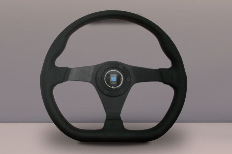 Nardi Gara Sport Steering Wheel 350mm with Perforated Leather grip and Black spokes — authentic Italian manufacture