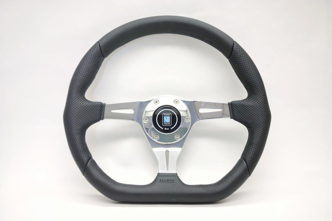 Nardi Kallista Steering Wheel 350mm with Perforated Leather grip and Silver spokes — authentic Italian manufacture