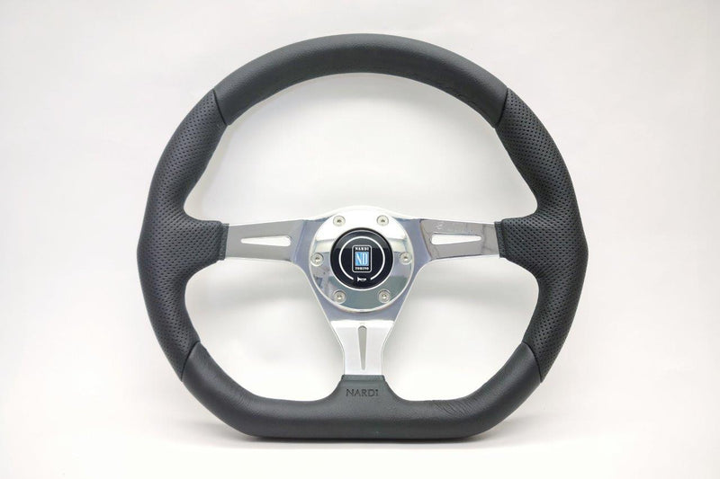 Nardi Kallista Steering Wheel 350mm with Perforated Leather grip and Silver spokes — authentic Italian manufacture