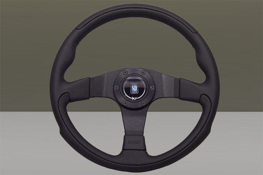 Nardi Leader Steering Wheel 350mm with Black Leather grip and Black spokes — authentic Italian manufacture
