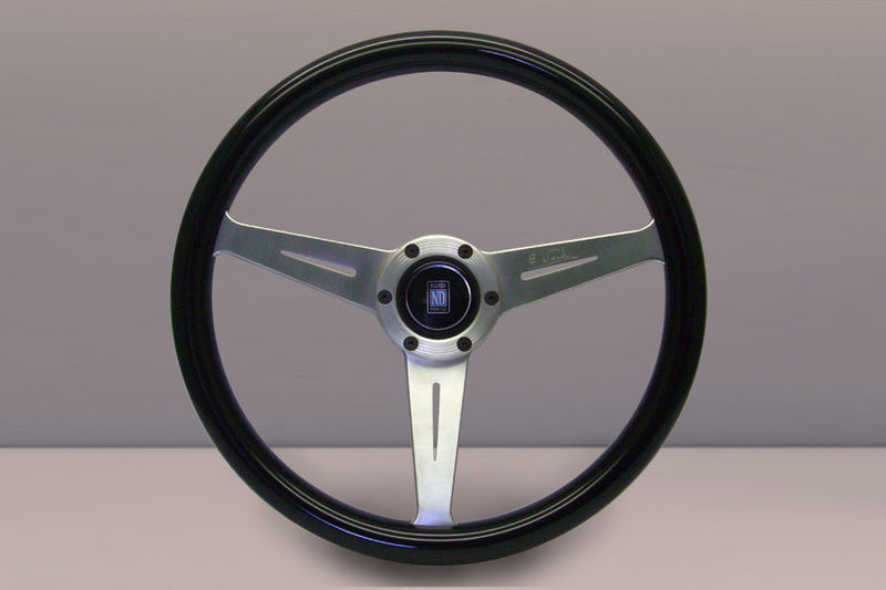 Nardi Marine Steering Wheel 360mm with Black grip and Silver spokes — authentic Italian manufacture