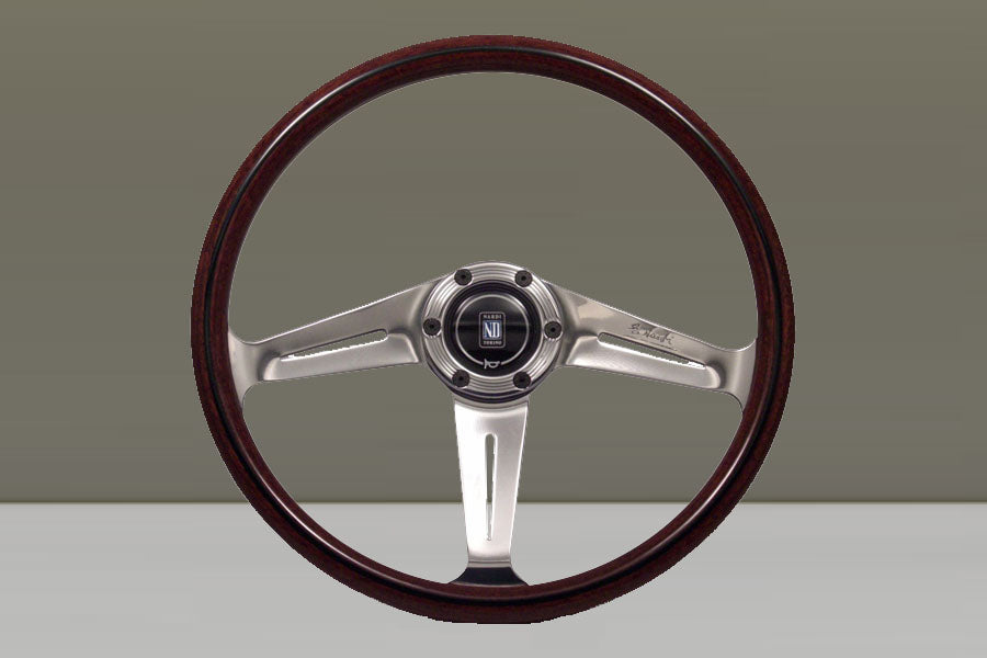Nardi Classic ND367 Wood Steering Wheel 360mm with Mahogany grip and Polished spokes — authentic Italian manufacture