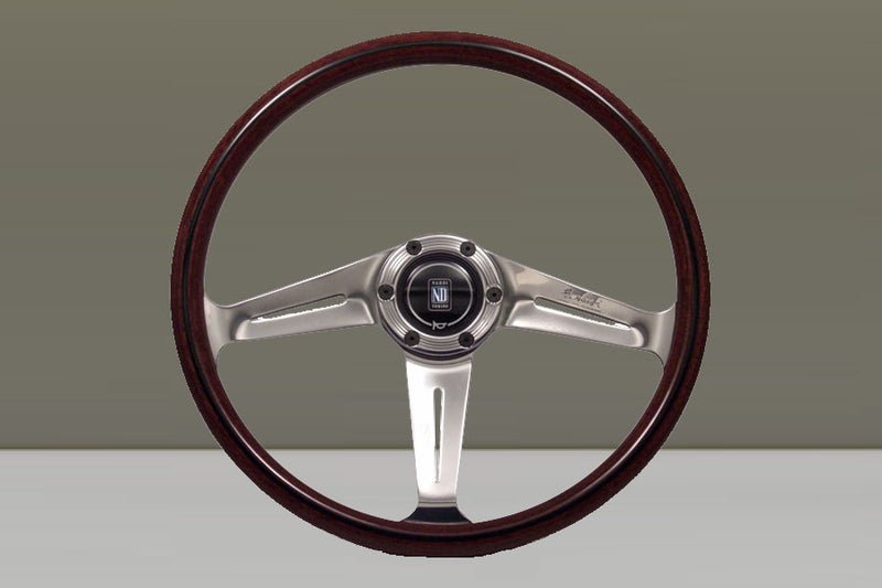 Nardi Classic ND367 Wood Steering Wheel 360mm with Mahogany grip and Polished spokes — authentic Italian manufacture