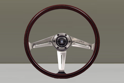 Nardi Classic ND367 Wood Steering Wheel 360mm with Mahogany grip and Polished spokes — authentic Italian manufacture