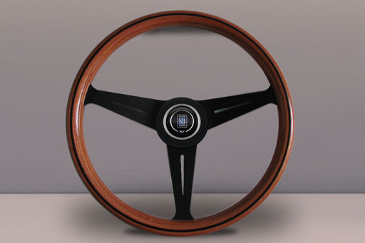 Nardi Classic Wood Steering Wheel 390mm with Mahogany grip and Black spokes — authentic Italian manufacture
