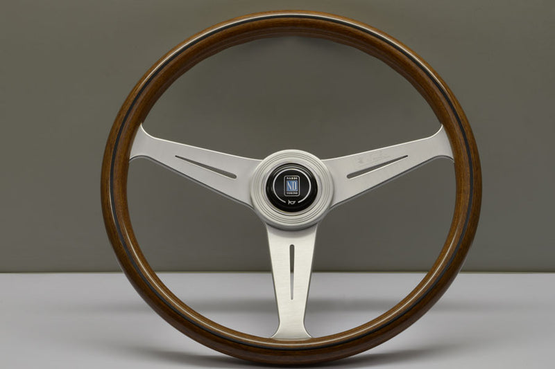 Nardi Classic Wood Steering Wheel 390mm with Mahogany grip and Silver spokes — authentic Italian manufacture