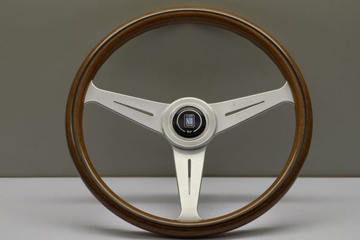 Nardi Classic Wood Steering Wheel 390mm with Mahogany grip and Silver spokes — authentic Italian manufacture