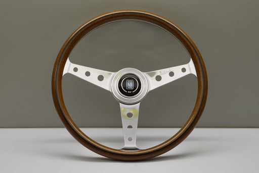 Nardi Classic Wood (Round Holes) Steering Wheel 360mm with Wooden grip and Polished spokes — authentic Italian manufacture