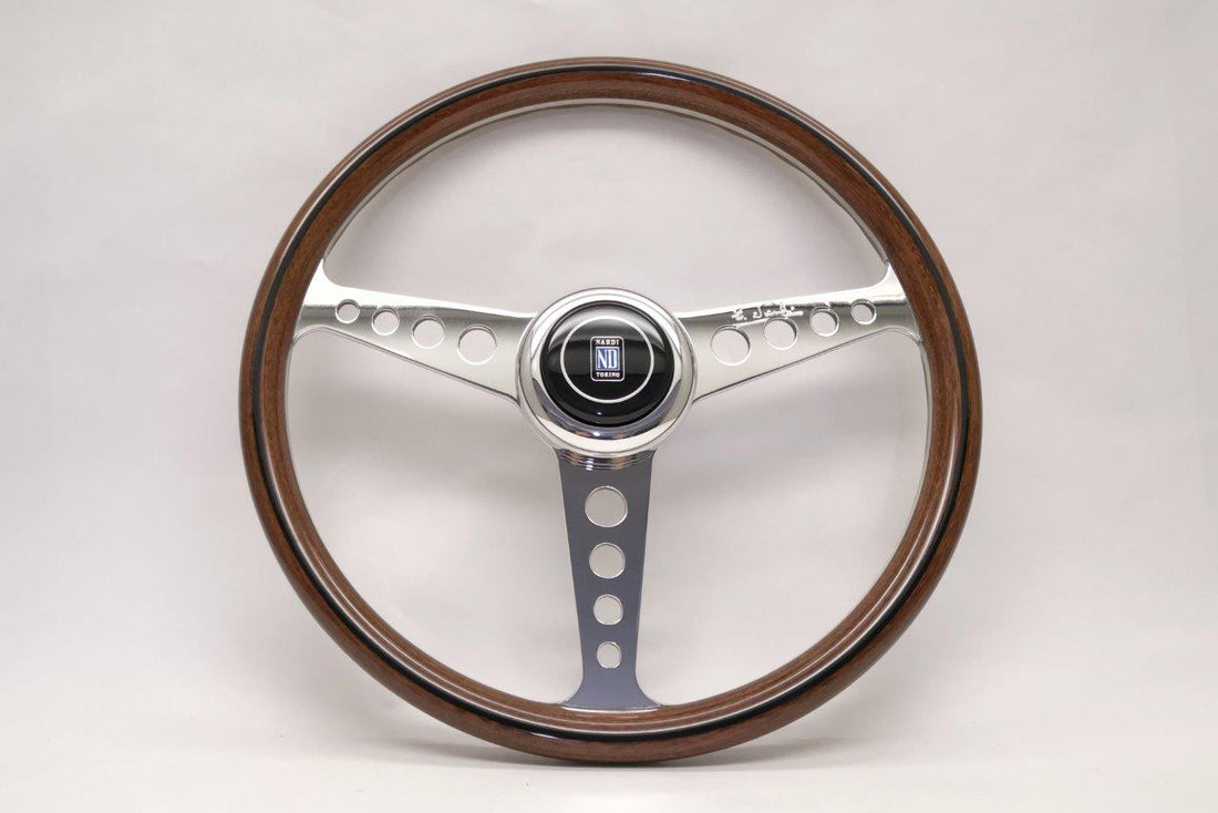 Nardi Classic Anni 60 Wood (Round Holes) Steering Wheel 360mm with Mahogany grip and Polished spokes — authentic Italian manufacture
