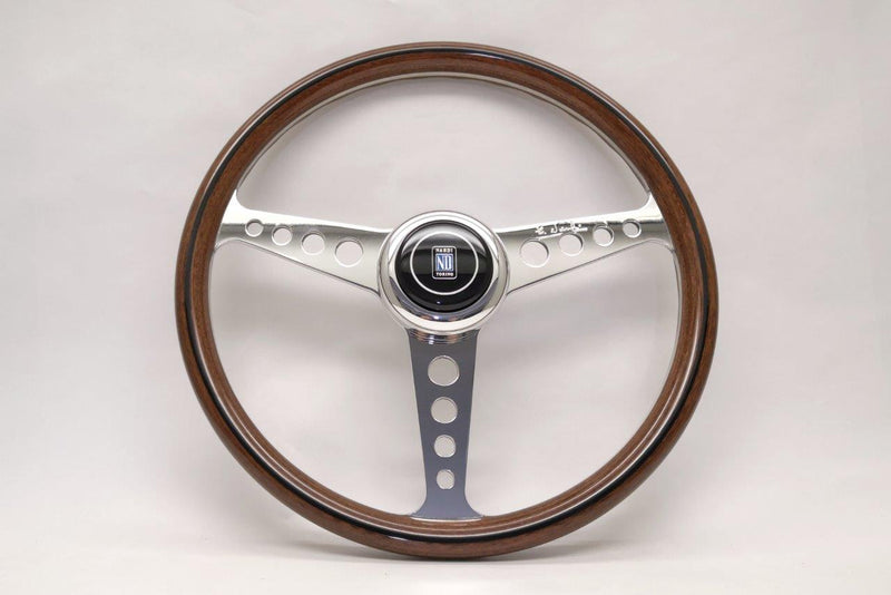 Nardi Classic Anni 60 Wood (Round Holes) Steering Wheel 360mm with Mahogany grip and Polished spokes — authentic Italian manufacture