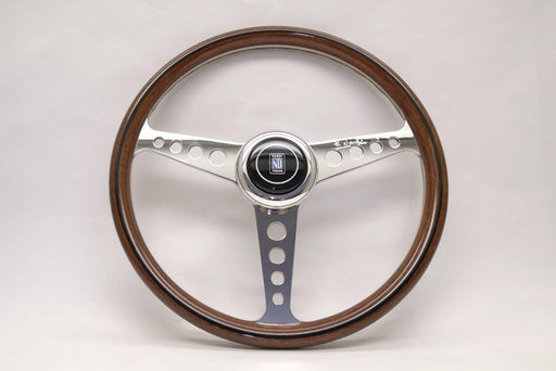 Nardi Classic Anni 60 Wood (Round Holes) Steering Wheel 360mm with Mahogany grip and Polished spokes — authentic Italian manufacture