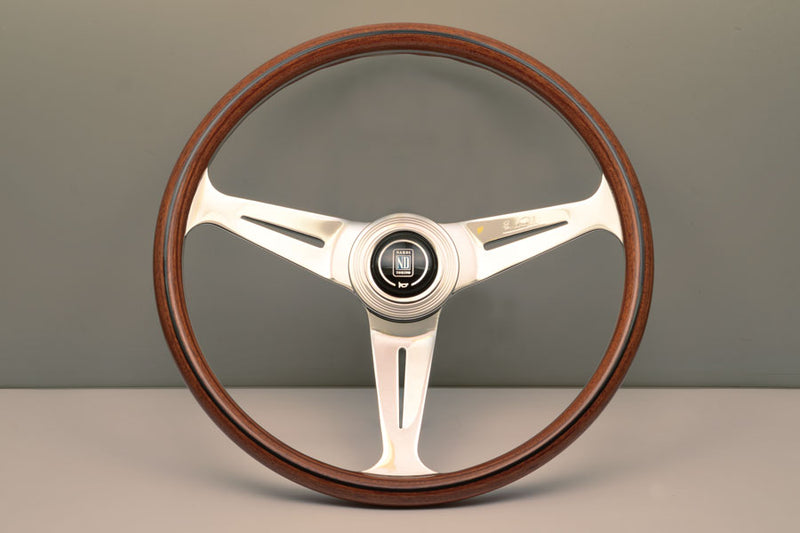 Nardi Classic Wood Steering Wheel 390mm with Wooden grip and Polished spokes — authentic Italian manufacture