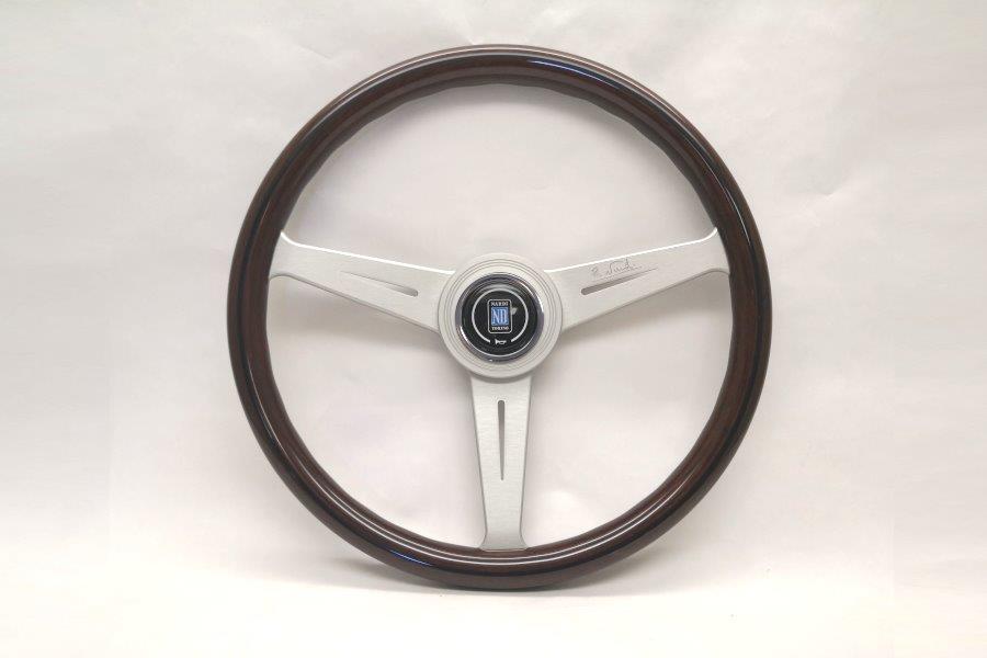 Nardi Classic Wood Steering Wheel 360mm with Mahogany grip and Silver spokes — authentic Italian manufacture