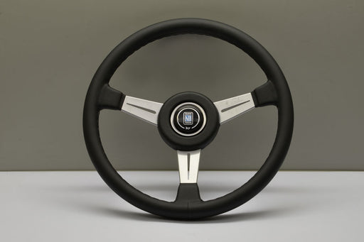 Nardi Classico Steering Wheel 365mm with Black Leather grip and Silver spokes — authentic Italian manufacture
