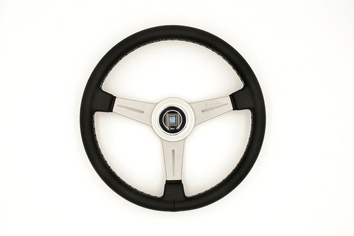 Nardi Classic Steering Wheel 360mm with Black Leather grip and Silver spokes — authentic Italian manufacture