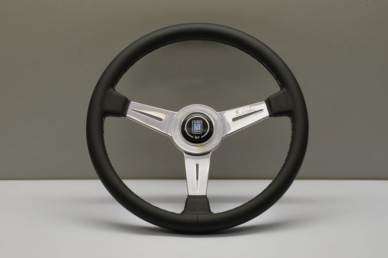 Nardi Classic Steering Wheel 360mm with Black Leather grip and Polished spokes — authentic Italian manufacture