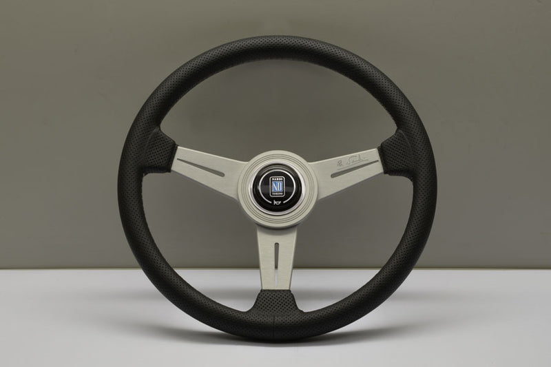 Nardi Classic Steering Wheel 340mm with Perforated Leather grip and Silver spokes — authentic Italian manufacture