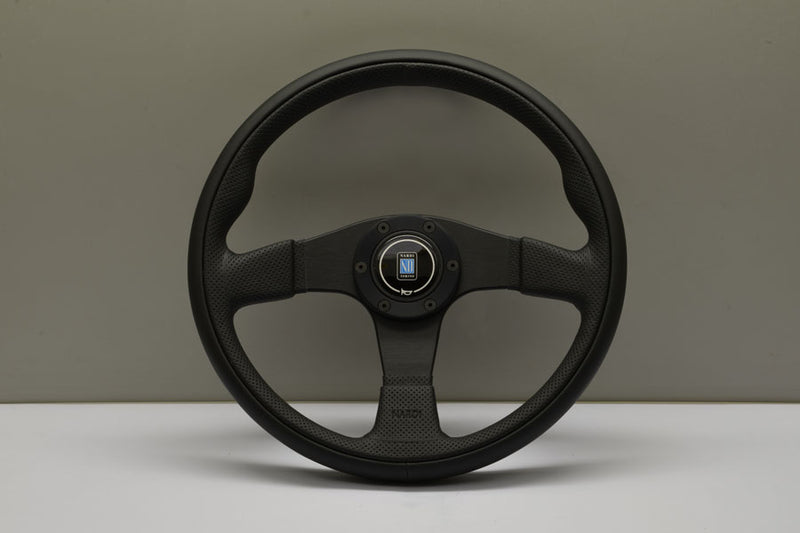Nardi Twin Steering Wheel 350mm with Black Leather grip and Black spokes — authentic Italian manufacture
