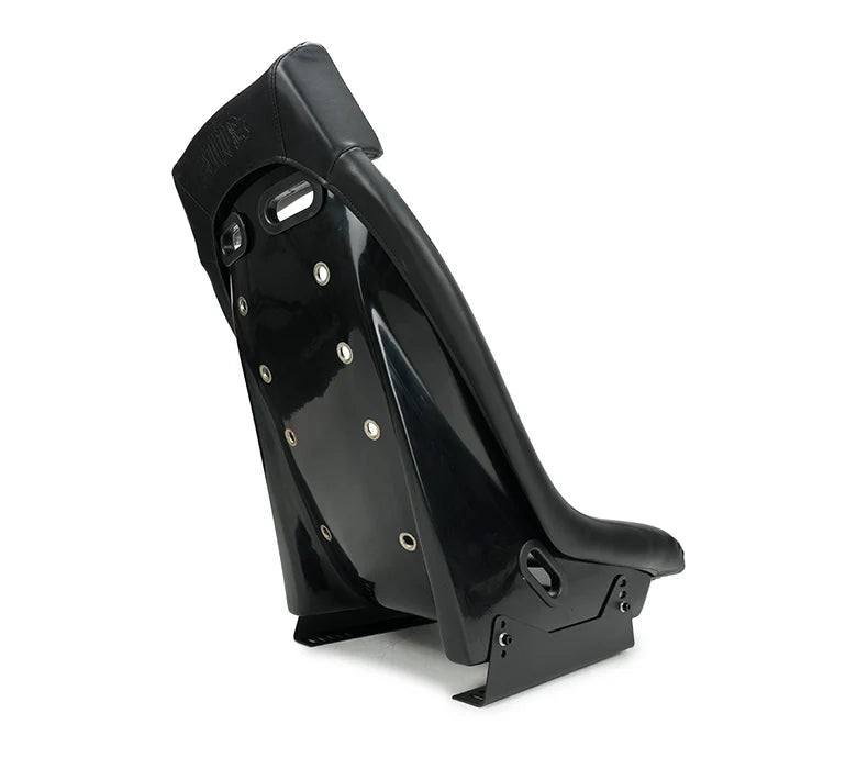 NRG GT Retro Bucket Seat Black PVC Leather Black Fiberglass w/ Madmike Logo